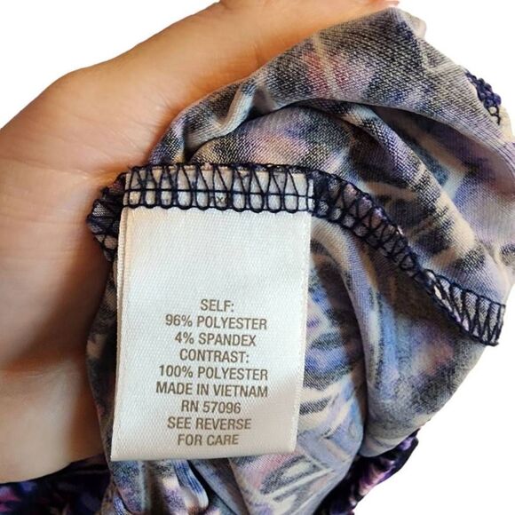 Roz & Ali Purple Printed Blouse Size Large - Picture 4 of 6